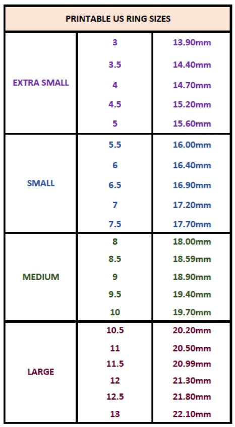 Finger Sizes: Free 3D printable ring sizes