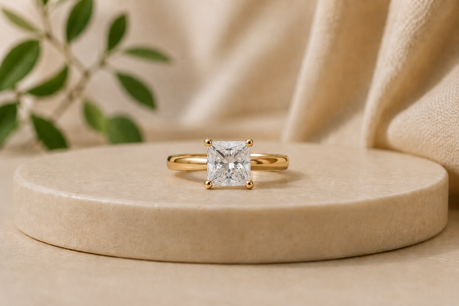 3D Printable Princess cut Solitaire rings in US sizes 3 - 13