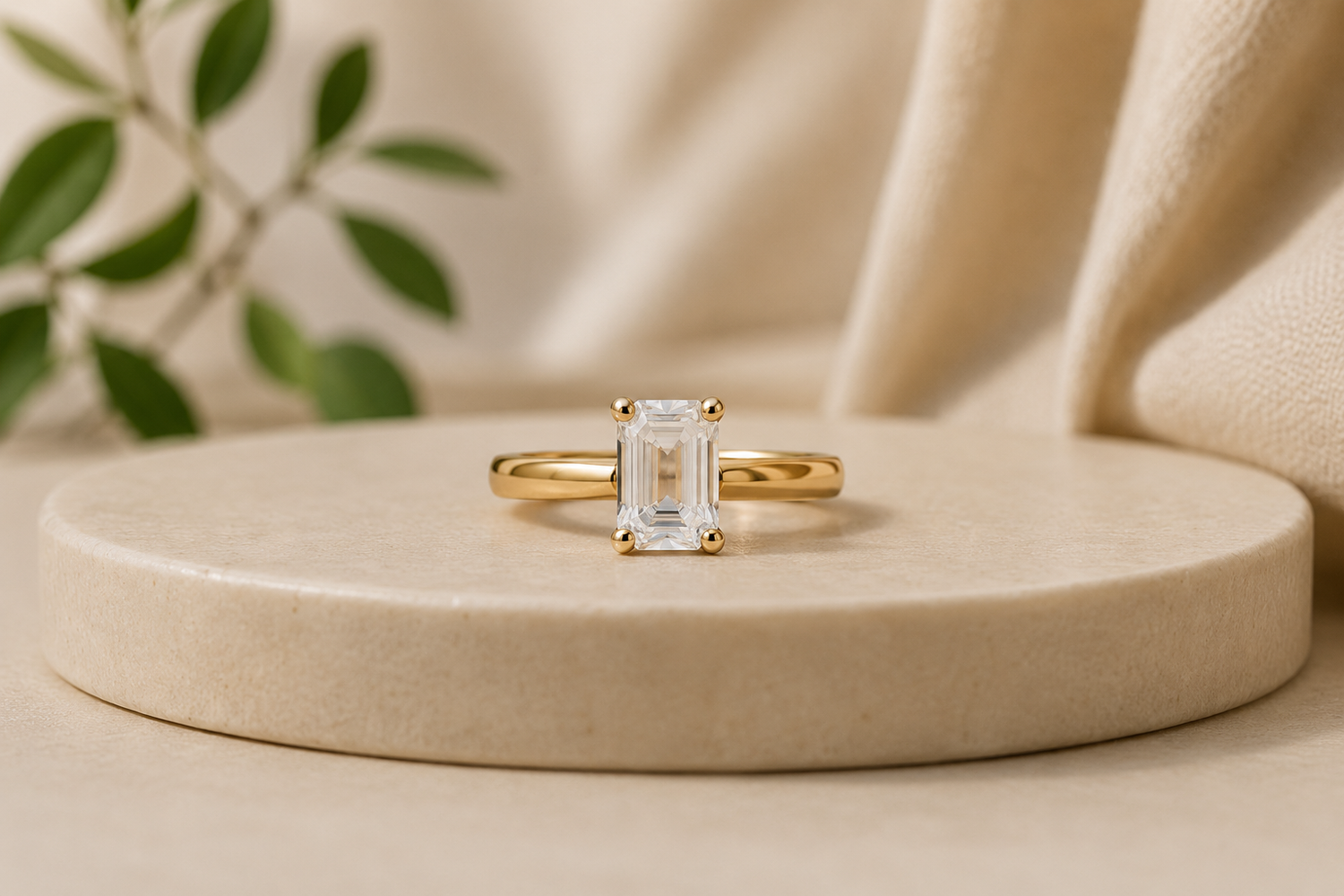 3D Printable Emerald cut Solitaire Rings in US size 3 - 13