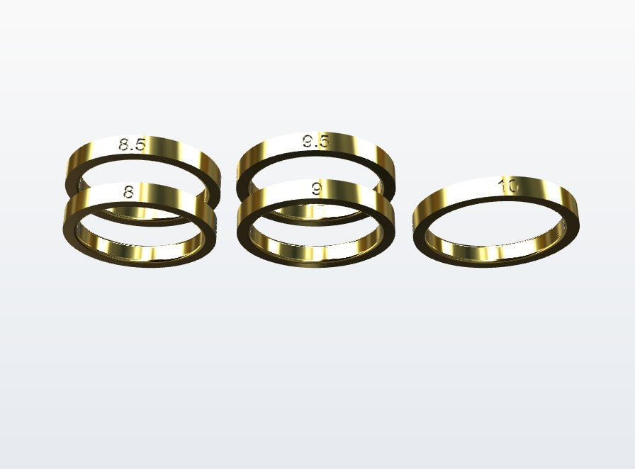 5 separate rings for size checking in size category  medium ranging from finger size 8.5 to size 10
